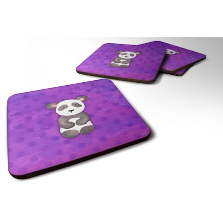 Polkadot Panda Bear Watercolor Foam Coasters - Set Of 4